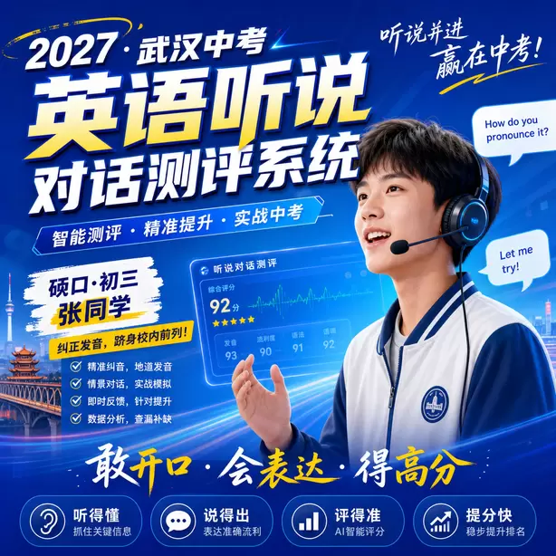 武汉中考听说机考每道题答题时间硚口&middot;初三张同学（纠正发音，跻身校内前列）